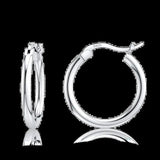 925 Sterling Silver Smooth Circle 2mm Thick Hoop Earrings For Women