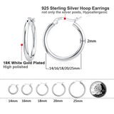 925 Sterling Silver Smooth Circle 2mm Thick Hoop Earrings For Women