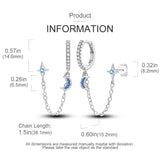 925 Silver Starry Moon Tassel Double Layer Earrings for Wedding