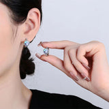 Moonlight Crystal Zircon Hoop Earrings 925 Sterling Silver Jewelry