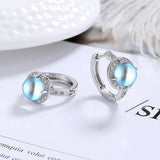 Moonlight Crystal Zircon Hoop Earrings 925 Sterling Silver Jewelry