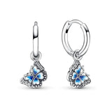 925 Silver Crown Sun Butterfly Drop Earrings