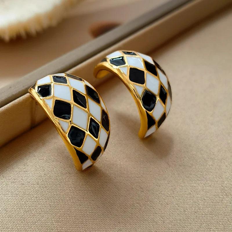 925 Silver Needle Enamel Earrings For Women