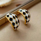 925 Silver Needle Enamel Earrings For Women