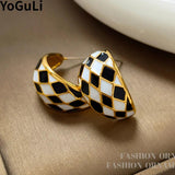 925 Silver Needle Enamel Earrings For Women