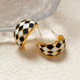 925 Silver Needle Enamel Earrings For Women