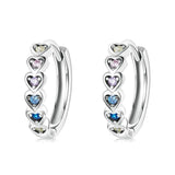 Rainbow Zircon 925 Silver Heart Round Earrings