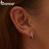 Rainbow Zircon 925 Silver Heart Round Earrings