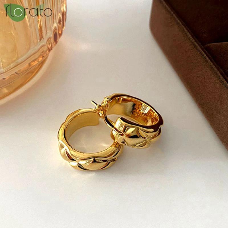 925 Silver Needle Diamond Pattern Big Hoop Earrings for Women