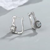 925 Silver Engagement Hoop Earrings Black&White Stone Jewelry Brincos
