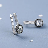 925 Silver Engagement Hoop Earrings Black&White Stone Jewelry Brincos
