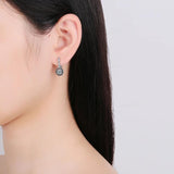 925 Silver Engagement Hoop Earrings Black&White Stone Jewelry Brincos