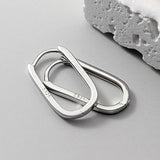 925 Silver Oval Hoop Earrings Party Jewelry