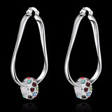 Lekani 925 Silver Ball Hoop Earrings Multicolor Aaa Zirconia Beads