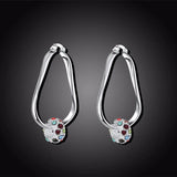 Lekani 925 Silver Ball Hoop Earrings Multicolor Aaa Zirconia Beads