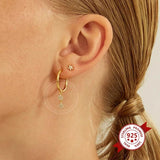925 Silver Crystal Zircon Drop Earrings Geometric Ins Wedding Jewelry