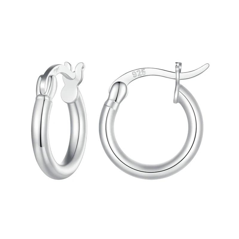 925 Silver Hoop Earrings Three Size Classic Pure Silver Jewelry For Women