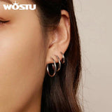 925 Silver Hoop Earrings Three Size Classic Pure Silver Jewelry For Women