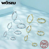 925 Silver Hoop Earrings Three Size Classic Pure Silver Jewelry For Women
