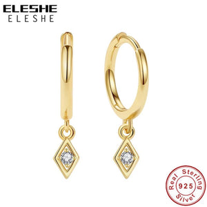 925 Silver Zircon Dangle Hoop Earrings for Women