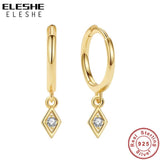 925 Silver Zircon Dangle Hoop Earrings for Women