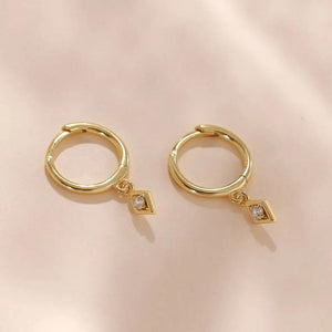 925 Silver Zircon Dangle Hoop Earrings for Women