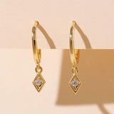 925 Silver Zircon Dangle Hoop Earrings for Women