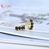 Bohemian Colorful Zircon Hoop Earrings 15mm Sterling Silver Needle