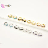Bohemian Colorful Zircon Hoop Earrings 15mm Sterling Silver Needle