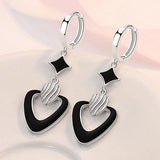 Star Heart Hoop Earrings 925 Silver Lady Gift