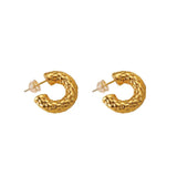 925 Silver Texture Metal Hoop Earrings for Women