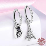 Eiffel Tower Dog Paw Earrings 925 Silver Jewelry for Women Gift