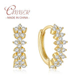 925 Silver Hoop Earring Zircon Petals Circle Unusual Piercing Jewelry