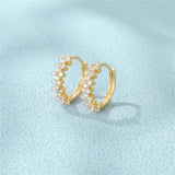 925 Silver Hoop Earring Zircon Petals Circle Unusual Piercing Jewelry