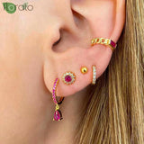 Purple Crystal Zircon Drop Earrings 925 Sterling Silver Classic Hoop Women's Jew