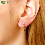 Purple Crystal Zircon Drop Earrings 925 Sterling Silver Classic Hoop Women's Jew