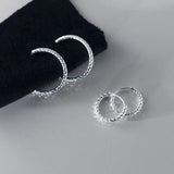 925 Silver Sparkling Circle Hoop Earrings for Women