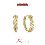 925 Silver Earring White Zircon Circle Hoop Earrings for Women Wedding