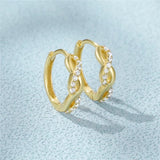 925 Silver Earring White Zircon Circle Hoop Earrings for Women Wedding