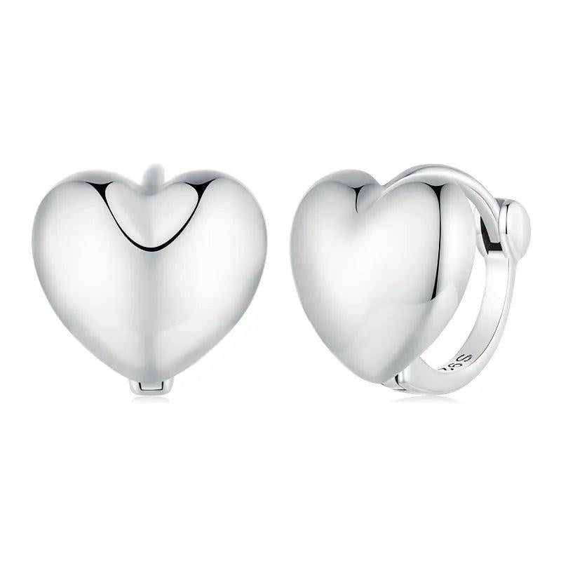 925 Silver Heart Hoop Earrings with Zircon