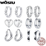 925 Silver Heart Hoop Earrings with Zircon