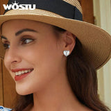 925 Silver Heart Hoop Earrings with Zircon