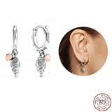 925 Silver Asymmetric Heart Double Ring Earrings Pumpkin Car Earrings
