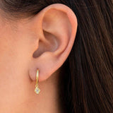 925 Silver Small Square Drop Earrings Crystal Hoop Jewelry