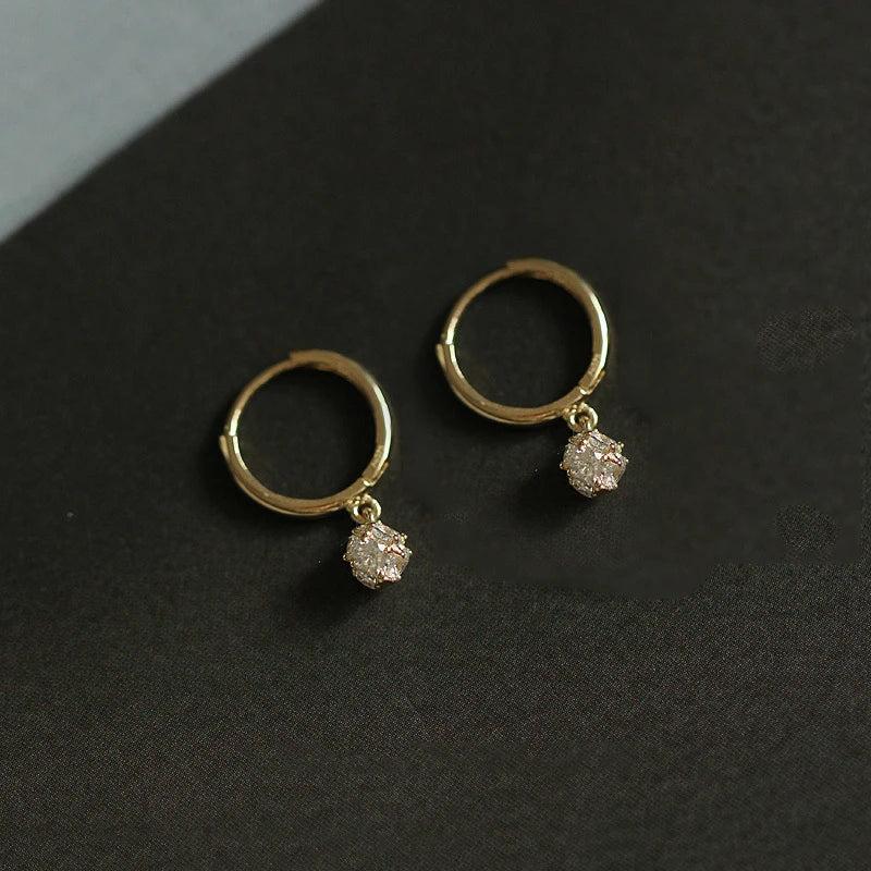 925 Silver Zircon Pendant & 18K Hoop Earrings Set