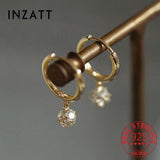 925 Silver Zircon Pendant & 18K Hoop Earrings Set