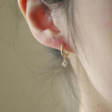 925 Silver Zircon Pendant & 18K Hoop Earrings Set