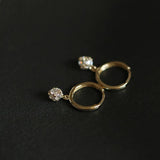 925 Silver Zircon Pendant & 18K Hoop Earrings Set