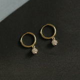 925 Silver Zircon Pendant & 18K Hoop Earrings Set