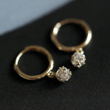 925 Silver Zircon Pendant & 18K Hoop Earrings Set
